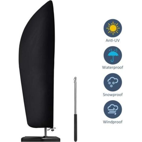 Housse de parasol déporté 3x4 m – Polyester Oxford 210D imperméable avec tige télescopique – Protection UV et intempéries (1/5)