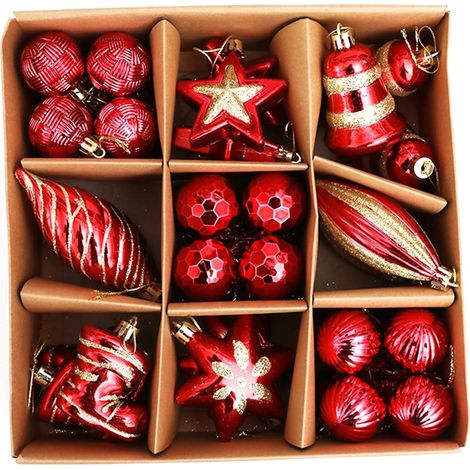 Dickere Weihnachtskugeln, matte Oberfläche, 39 Stück, Kugeln mit Aufhängeschnur, mehrfarbige, glänzende Dekorationen für kleine Tische, Baumgirlanden, DIY-Sets (1/5)