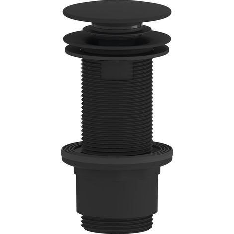 Bonde de lavabo 5/4", clic-clac, gros bouchon, 10-80 mm, ABS/noir mat (1/2)