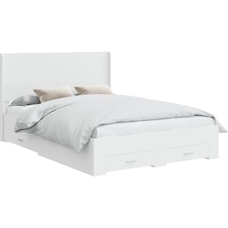Bed Frame with Storage and Headboard White Engineered Wood vidaXL (1/5)