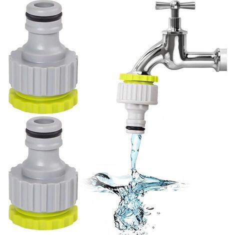 2 Pièces Raccord de Robinet, Raccord Tuyau d'arrosage, 1/2 Pouce 3/4 Pouce 2 en 1 Connecteurs de Robinet, Adaptateur Tuyau Arrosage, pour l'irrigation de Jardin (1/5)