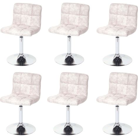 Set 6x sedie lounge Kavala elegante moderno tessuto 48x45x78cm grigio chiaro vintage