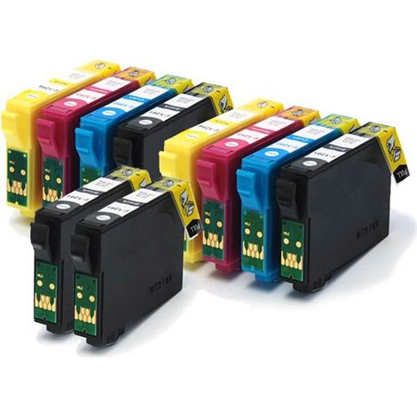 OEM Systems Kit 10 Kompatible Patronen für Epson mit Chip T1291 T1292 T1293 T1294 (4x Schwarz + 2x Cyan + 2x Magenta + 2x Gelb)