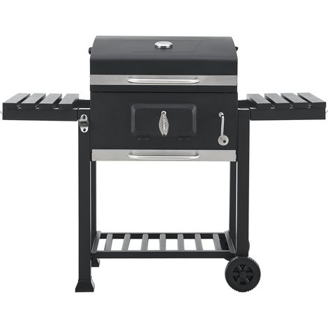 Barbecue au charbon de bois 105 x 135 x 48 cm noir (1/5)