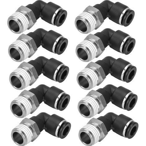 Raccord Pneumatique 10 Pièces L Équerre Filetage Externe Rapide Tube Connecteur Accessoire Compresseur Air 10 01 (1/5)