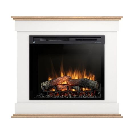 Camino Elettrico Riscaldante Da Pavimento Autoportante a LED - 28" - Bianco opaco / Rovere chiaro - 103 x 94 x 29 - LENOX (1/5)