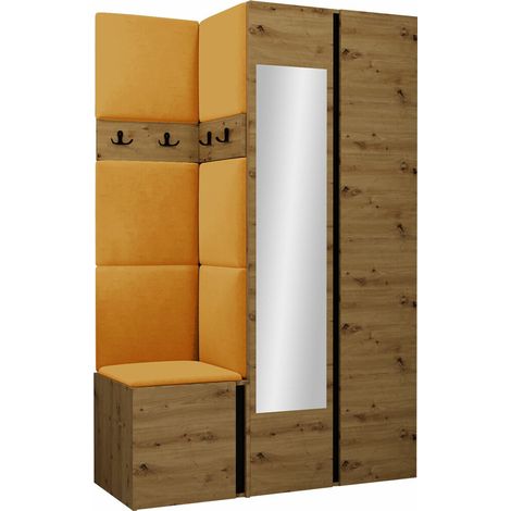 Conjunto para recibidor Pinis XXVI, Manila 32, 186x116x46cm, Espejo, Tapiz, Aglomerado laminado, Colocada, Montada en la pared