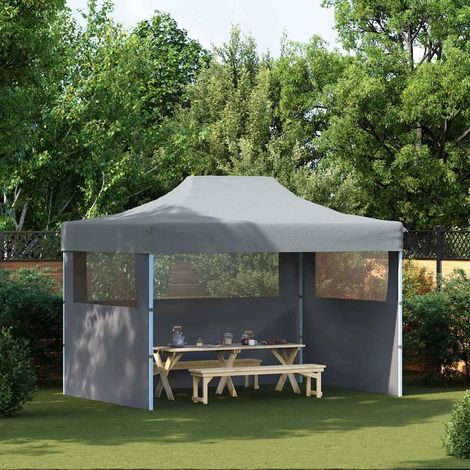 Tente de réception pliable 3x4 m Barnum de jardin avec 3 parois Acier Anthracite - PANGIVO (1/5)