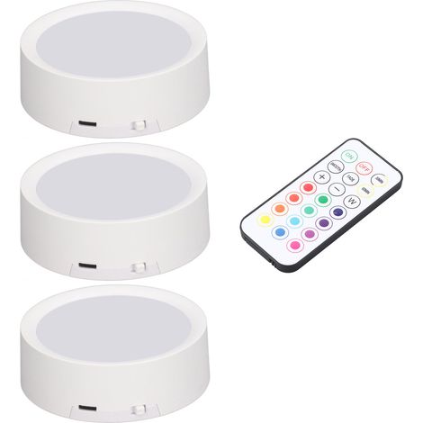 Set mit 3 LED-Druckknopfleuchten, 4 Farben, dimmbar, Timer, USB-aufladbar, mit E26-Sockel und Fernbedienung (1/5)