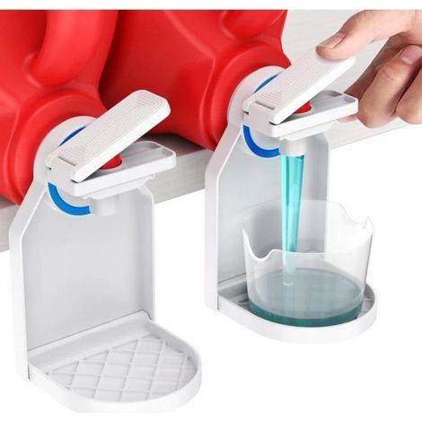 Support Doseur Lessive - Anti-Goutte - Pour Bidon À Bec 4,3 Cm - Avec Bac Récupérateur - Lot De 2 (1/4)
