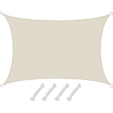 UPF50+ Toldo UV 3x5 m Rectángulo Poliéster Hidrófugo Vela de Protección Beige (1/5)