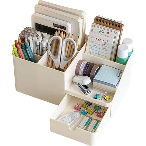 Weißer Schreibtisch-Organizer – Schreibwaren, Bürobedarf und Schreibtischzubehör, 21,3 x 12,3 x 10,6 cm. (1/5)