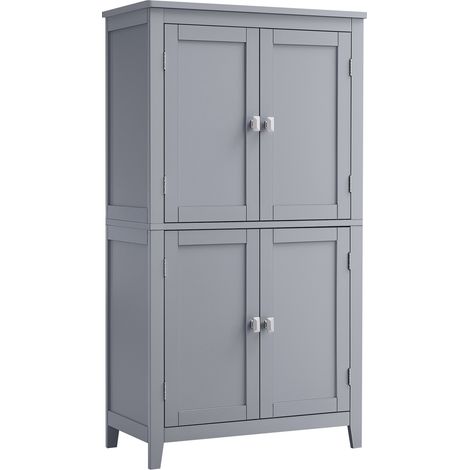 Vasagle – Armoire murale de salle de bain 30 x 60 x 110 cm – 4 portes – Étagères réglables – MDF gris mystique – Installation facile (1/5)