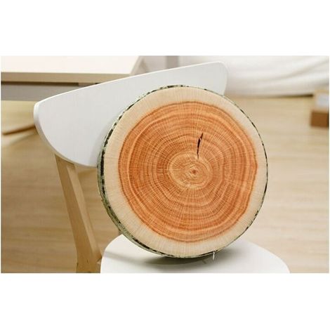 Coussin Rond Décoratif, Impression Numérique 3D Confortable Enfants Drôle Mignon Oreiller De Bûche De Bois Cercle Sièges Coussin De Sol Pour La Maison, Canapé