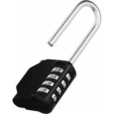 Cadenas à combinaison – 4 chiffres pour portails, abris de jardin, casiers et écoles – Noir (1/4)