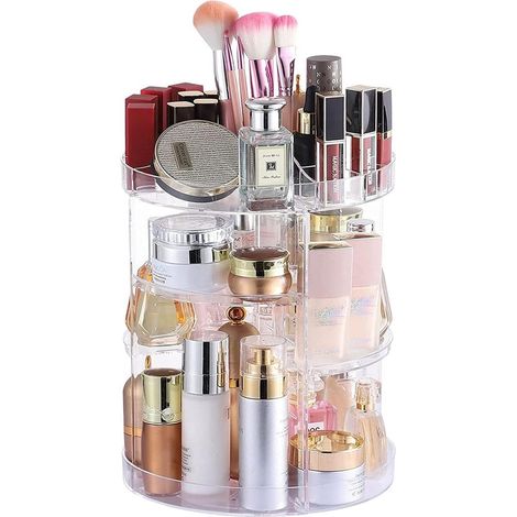 Organisateur de maquillage rotatif à 360° - Solution de rangement cosmétique - 1 pièce - Acrylique transparent (1/5)
