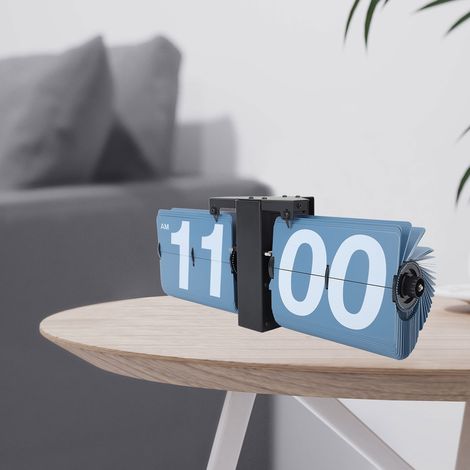 Horloge à Feuilles PVC Inox Retro avec Cadran Mécanique Automatique pour Bureau – Noir et Bleu (1/4)