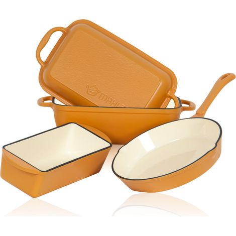 Mahlzeit 3-teiliges Gusseisen Set  Ø 24 cm, 1,6 Liter, 4,8 Liter  Sunny Orange  Kochset, Topfset