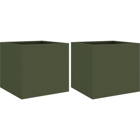 Fioriera rialzata per piante fiori giardino terrazze set da 2 verde oliva 32 x 30 x 29 cm acciaio verde 020039080