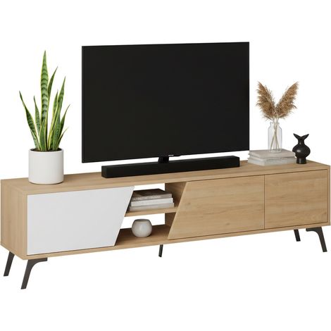 Mobile Porta tv Male, un Ripiano, 2 Ante, 2 Vani, 180x36x48h cm Marrone Quercia