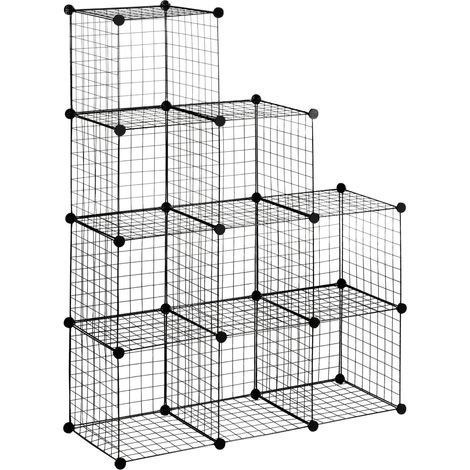 Etagères de rangement empilables 9 cubes AXEL métal noir (1/5)