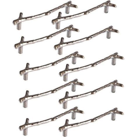 10x Poignée Meuble en Forme de Branche 128mm Poignées Armoires en Alliage de Zinc avec Vis Bronze (1/5)