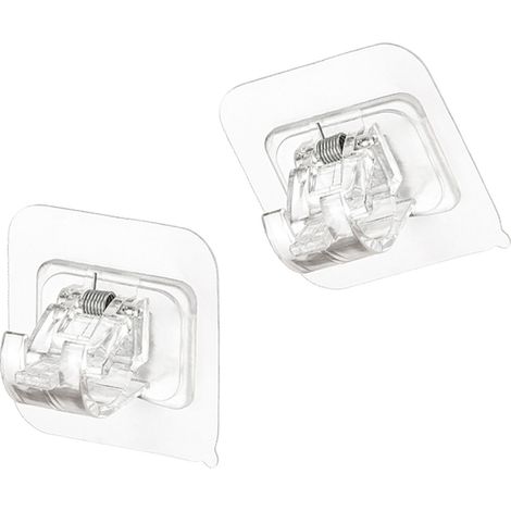 Support Adhesive Pour Barre de Rideau Sans Perçage, Bracket Transparent ABS 2x4x6cm, Fixation Murale Pour Salle de Bain et Cuisine (1/5)
