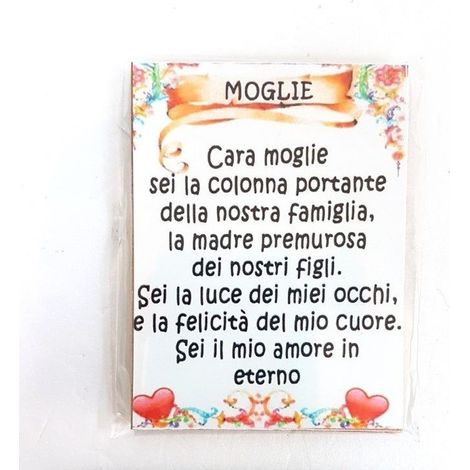 TrAdE Shop Traesio - Calamita Magnete Magnetino Rettangolare Idea Regalo Frasi Dedica Moglie -