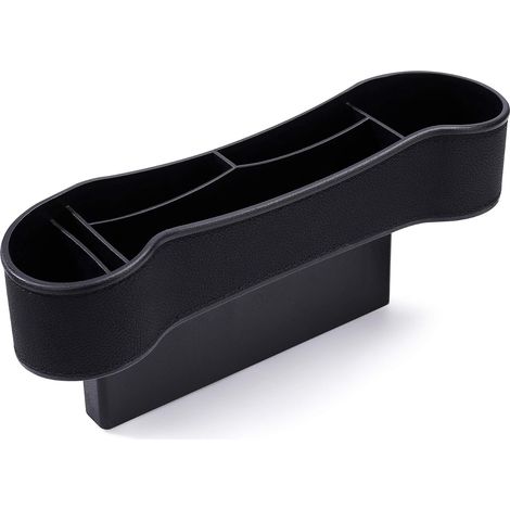 Scatola portaoggetti universale per sedile auto in pelle PU, portaoggetti per auto, portabicchieri, organizer nero (1/4)