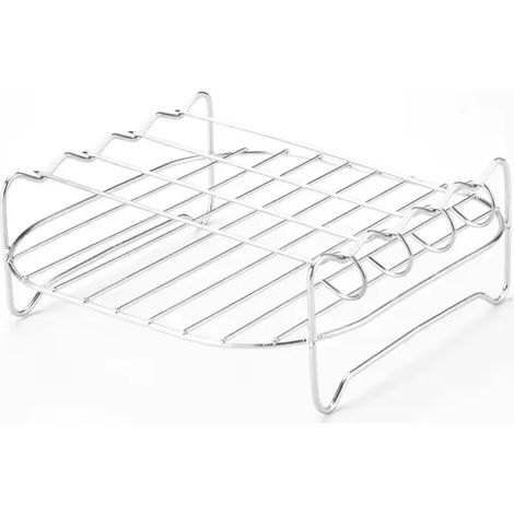 (Argent) Ensemble barbecue d'extérieur, comprend des brochettes, une friteuse à air carrée, un cuiseur vapeur et une grille de barbecue en acier inoxydable. (1/5)