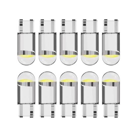 10 x T10 W5W LED 194 Car Bulb 12 V 6000 K (White) COB Replacement Bulb, 168 LED Bulb, 2825 T10 LED Bulb W5W, LED Interior Car Lights, W5W LED Bulbs for Car (1/5)
