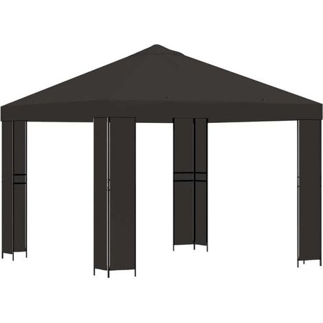 Gazebo de 3 x 3 mètres couleur anthracite, en polyester et acier, 190 g/m² (1/5)