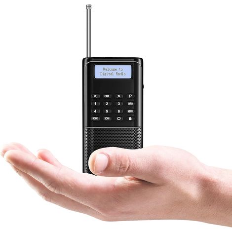Radio Numérique Portable Dab/Dab+ avec Bluetooth, 110 Stations Préréglées, Radio FM, Rechargeable Via USB-C, Radio de Poche avec Écran Clair pour Maison & Voyage (Noir) (1/5)