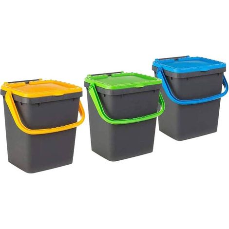 PATTUMIERA PER RACCOLTA DIFFERENZIATA 'ECOPLUS' 10 lt.- cm 24 x 25,5 x h 29,5 corpo+coperchio marrone