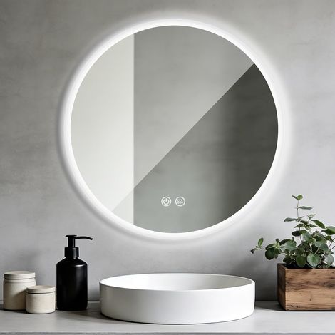 Miroir Salle de Bain avec Éclairage LED 60x60 cm, Luminosité Dimmable et 3 Couleurs Réglables, Fonction Antibuée,Étanche Ip44, Blanc (1/5)