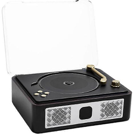 Bluetooth-Desktop-CD-Player für Zuhause, eingebaute Lautsprecher, wiederaufladbar, Kopfhöreranschluss, Vintage-CD-Player, braun und schwarz. (1/5)