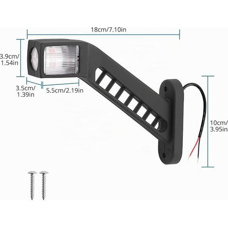 Lot de 2 feux de position latéraux LED 12-30V Lampe de Dégagement de Contour de Feu de Gabarit Latéral Universel pour Voiture SUV Van Lorry Rvs Bus Bateau Remorque LED Camion - 187mm (1/4)