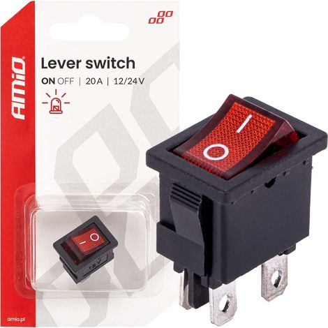 Interruptor basculante con iluminación roja 20A 12V 24V amio-04440 (1/5)