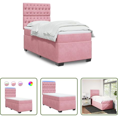 Samtbett - Boxspringbett mit Matratze Rosa 80x200 cm Samt (1/5)