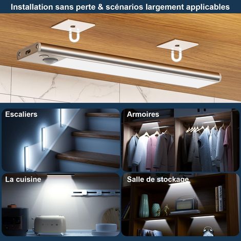 Bande lumineuse LED rechargeable : détecteur de mouvement sans fil pour éclairage intérieur sous armoire (1/5)