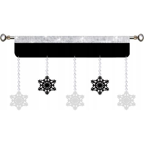 Weihnachtliche Gardinenblende SCHNEEFLOCKEN Winterglamour Weihnachten 150 Schwarz-Weiß