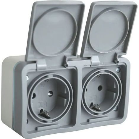 Prise onlex surface double socket luxe ip54 imperméable anti-poussière