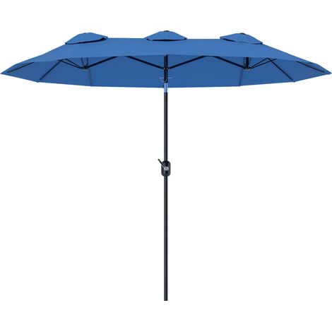 Sonnenschirm, Gartenschirm, neigbar, mit Handkurbel, Winddach, Polyester+Stahl, Marineblau, 285 x 147 cm