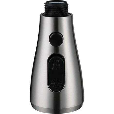 Cabezal rociador extraíble para grifos de cocina o baño: 3 chorros ajustables, botón de parada integrado, cabezal universal de latón cromado.