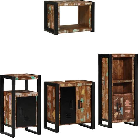 Badezimmermöbel-Set mit Regal 4 pcs Massives upgecyceltes Holz