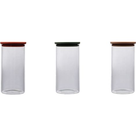1 Pezzo Barattolo da Cucina in Vetro Borosilicato 21 x 11 cm 3 Colori