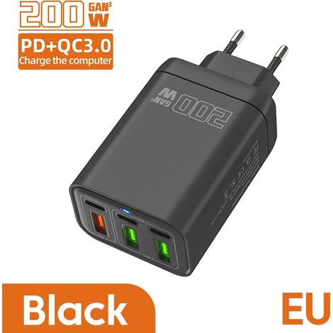 Chargeur secteur USB-C 6 ports 200 W Quick Charge 3.0 pour iPhone, Xiaomi et Samsung (1/5)