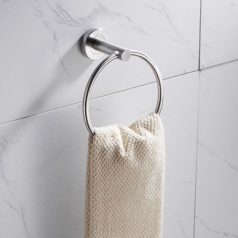 Anneau Porte-Serviettes Acier Inoxydable 304 Finition Brossée avec Rainure Antidérapante Salle de Bain (1/3)