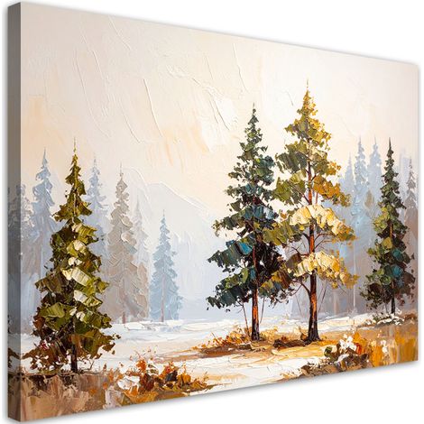 Wandbild für das Schlafzimmer Wohnzimmer Wald Bäume Kiefern Landschaft imitierte Farbe 60x40 cm (1/5)