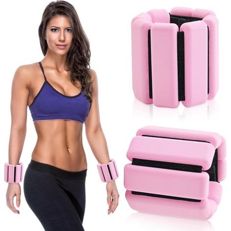 Verstellbare, gewichtete Handschellen für Handgelenke und Knöchel – ideal für Fitness, Laufen, Yoga und Pilates – tragbar und geeignet für Männer und Frauen (rosa) (1/5)